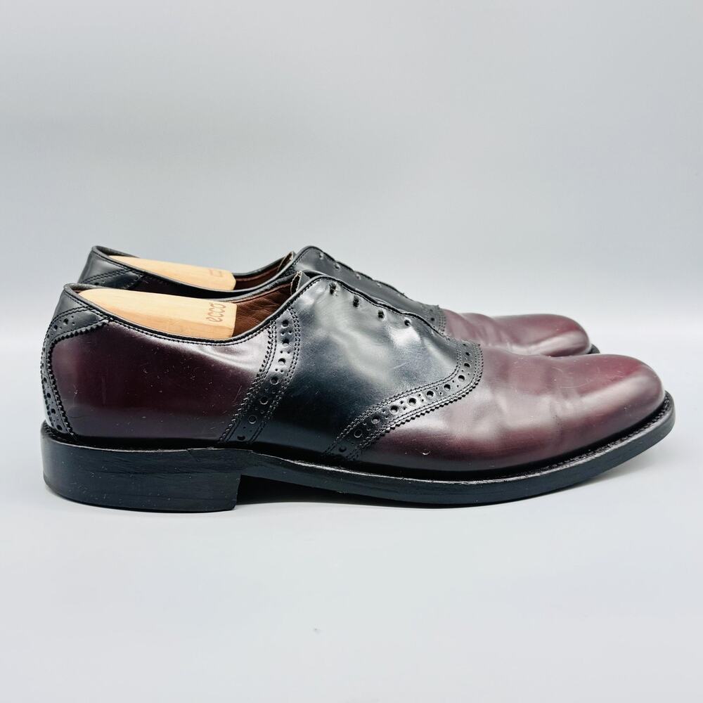 Allen Edmonds Shoes Mens 11 Brown Black Leather Oxford Polo Dress Two Tone
